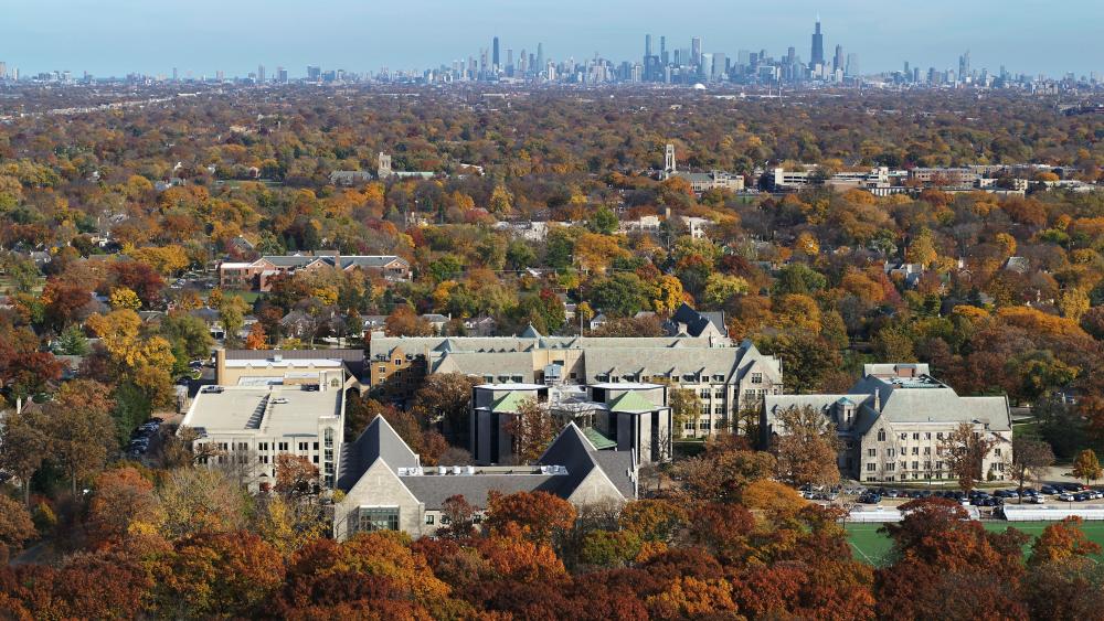 Aerial view of Dominican University, River Forest, Illinois