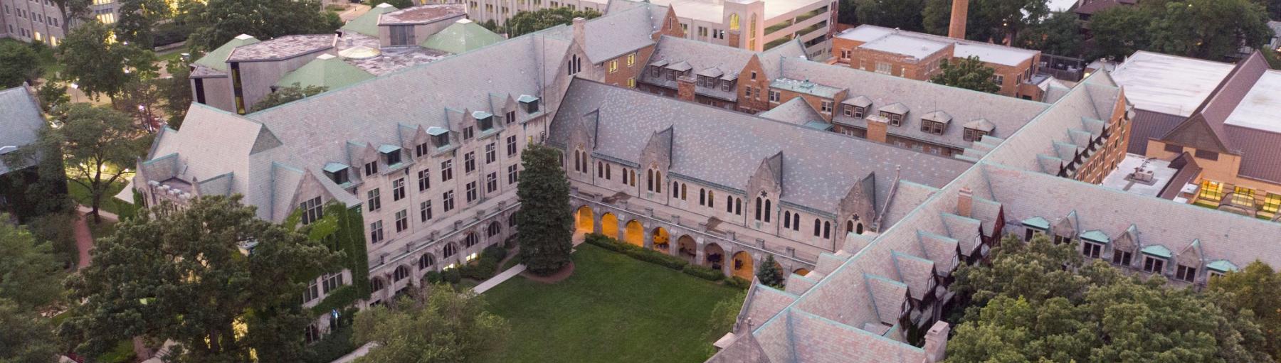 Aerial view of Dominican University's Quadrangle