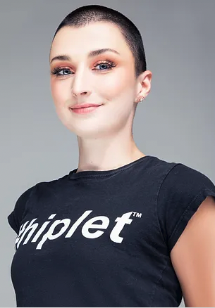 Woman in a black t-shirt