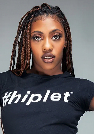 Woman in a black t-shirt