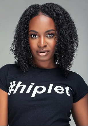 Woman in a black t-shirt