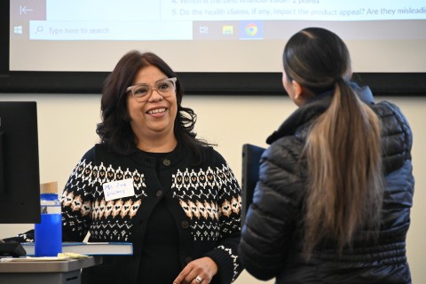 Advisor and student talking