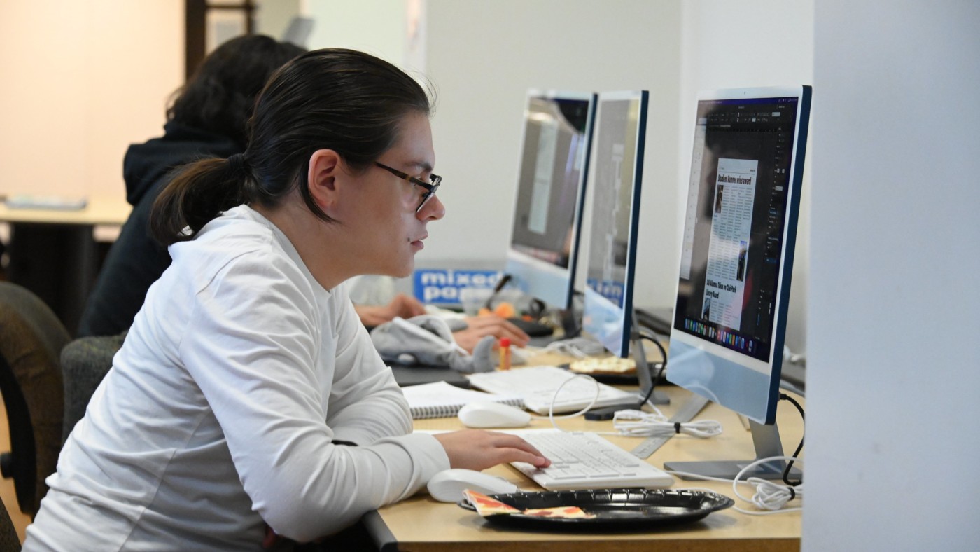 Student at computer