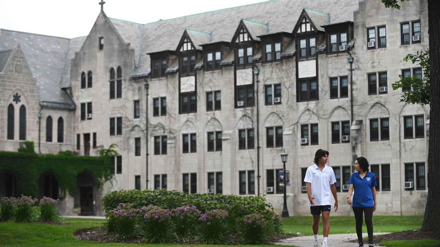 Two students on campus
