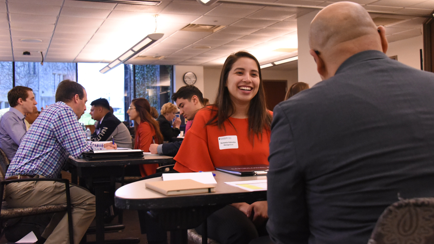 Student doing mock interview