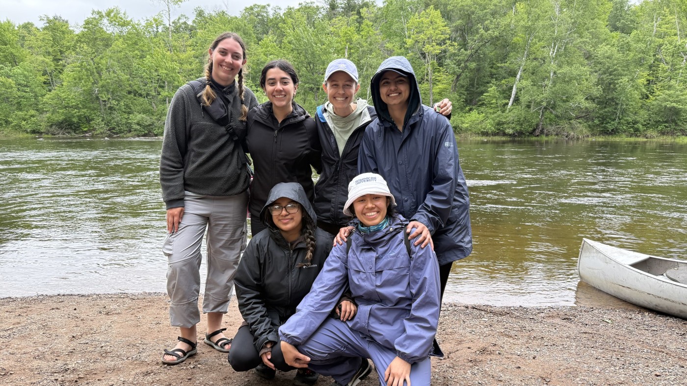 Students at the riverbank