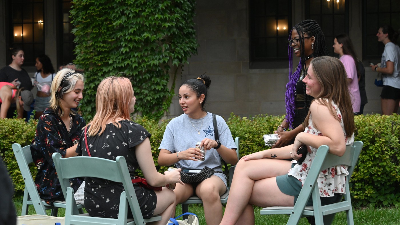 Four female students talking