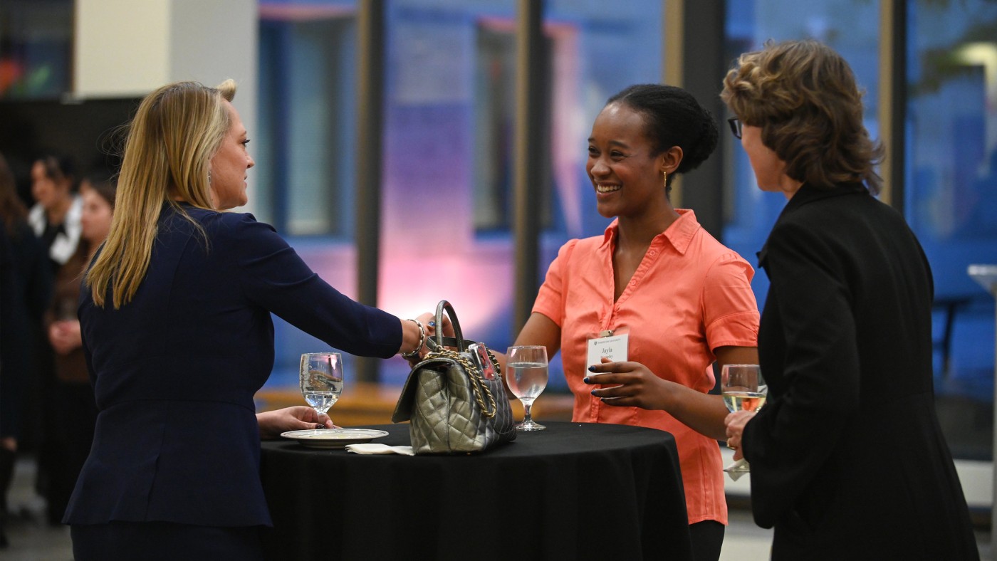 Students at networking event