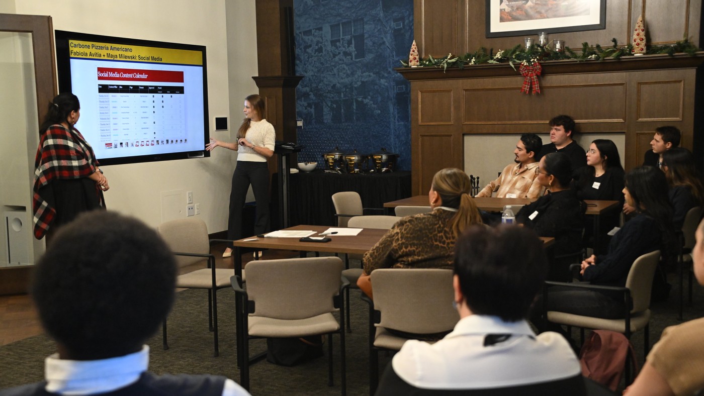 Group of students at internship presentation