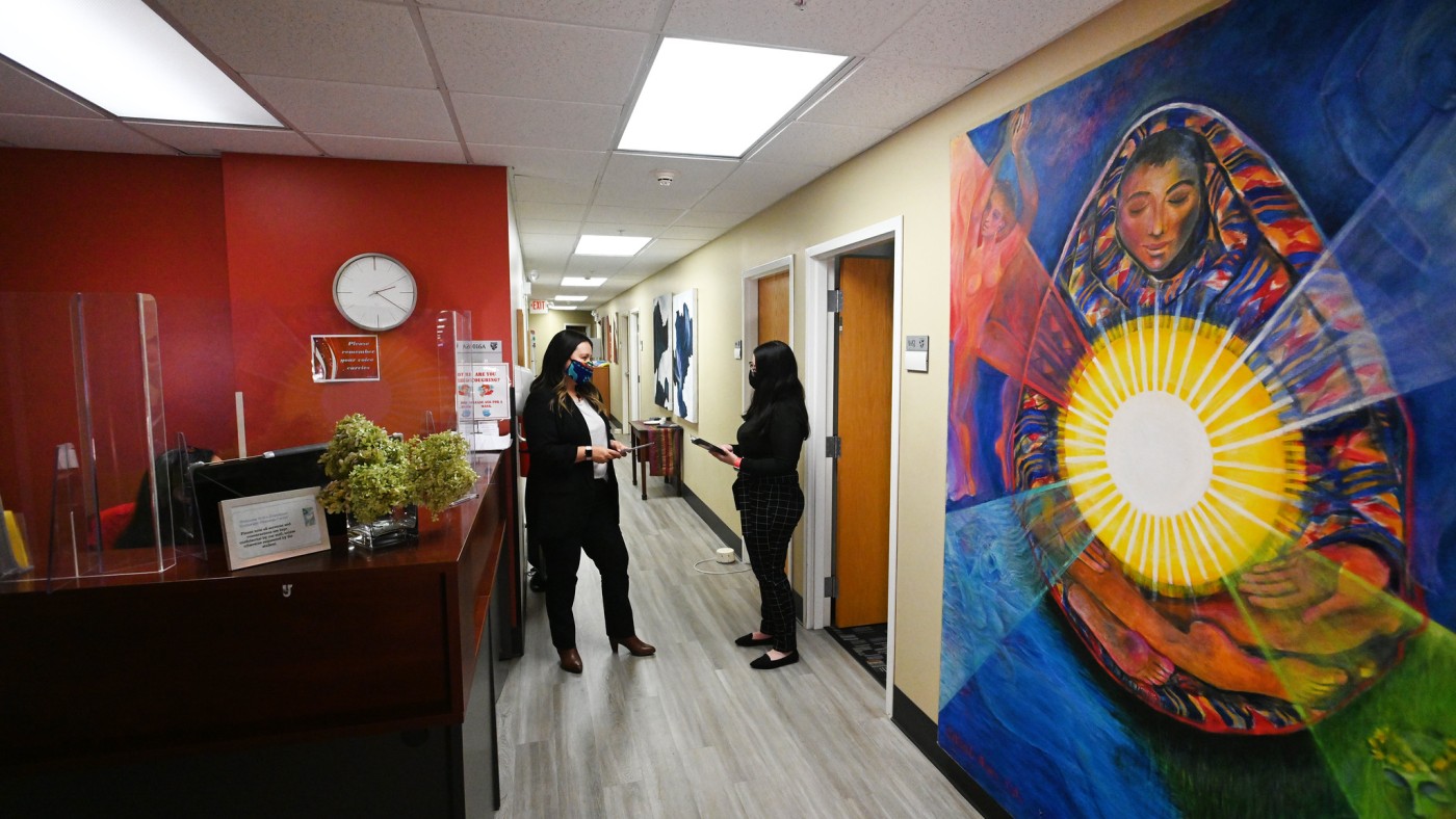 Wellness Center Hall with mural
