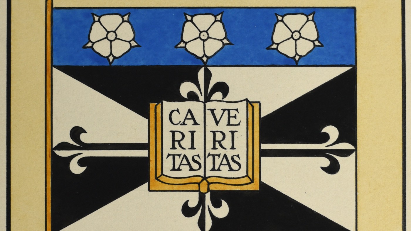 Nostalgic photo of Caritas Veritas flag