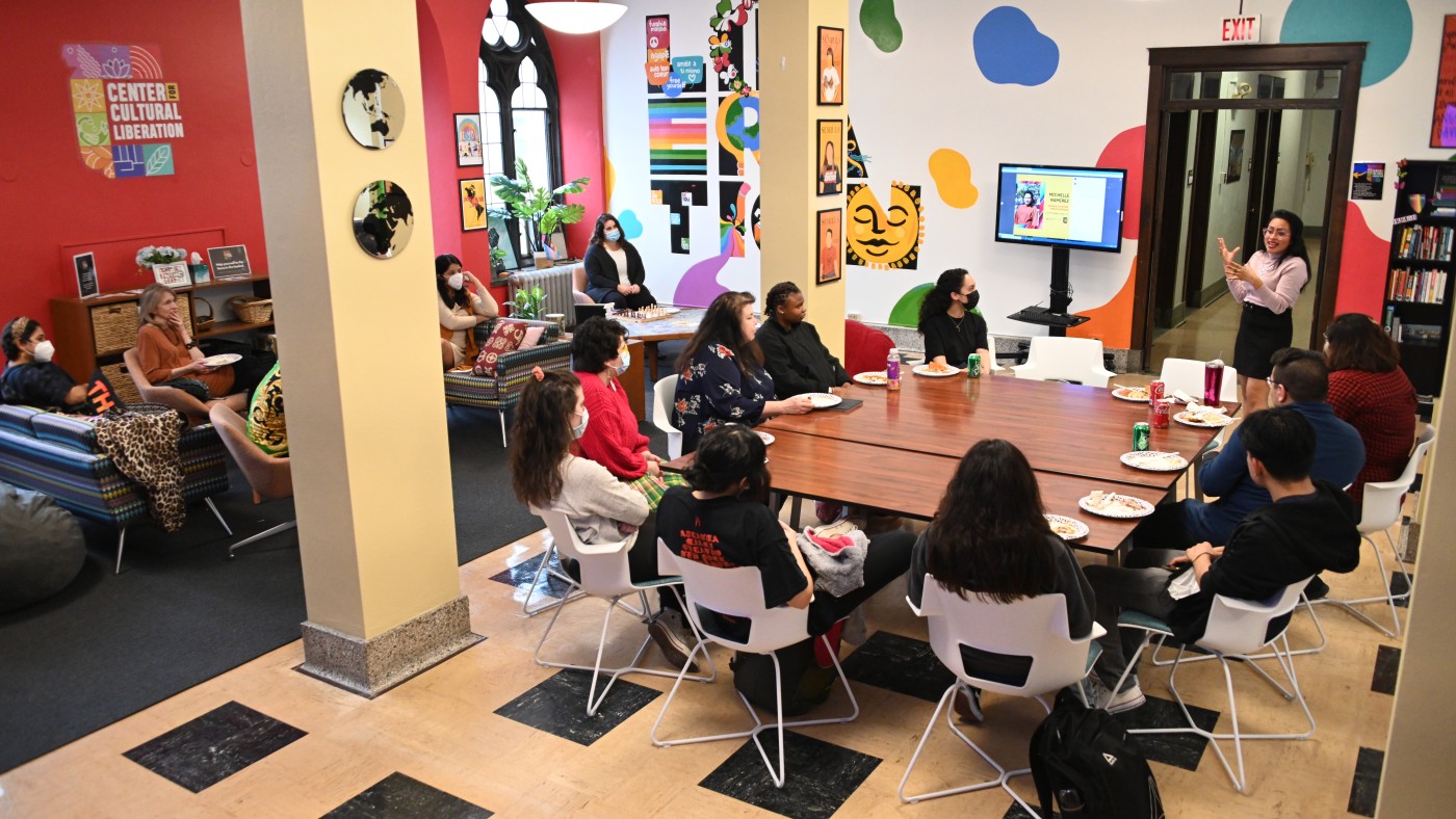 Dominican University students gather in the Center for Cultural Liberation (CCL).