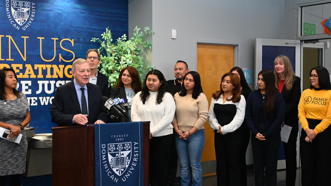 Sen. Durbin with DU students