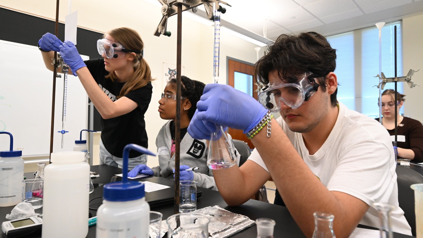 Students working in a science lab
