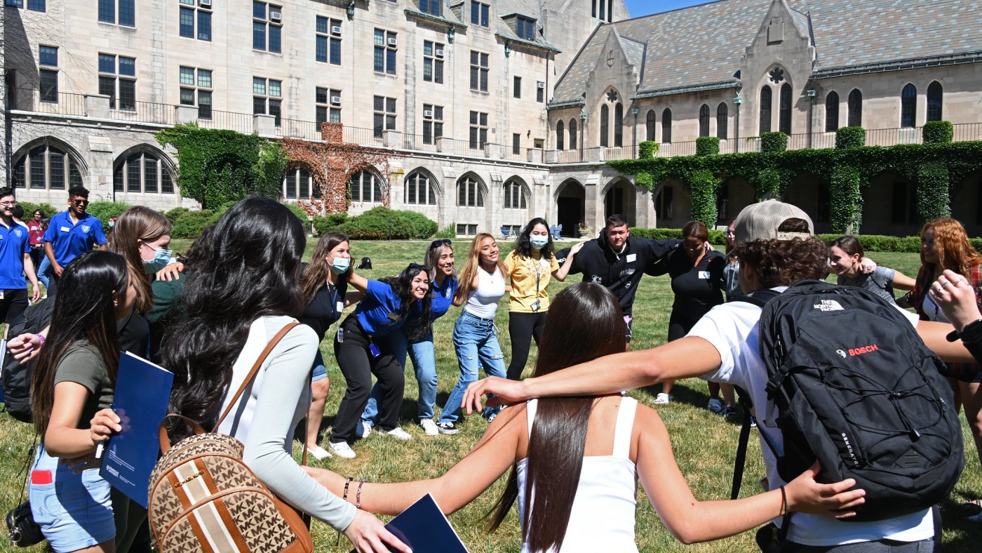 Students participate in a group activity
