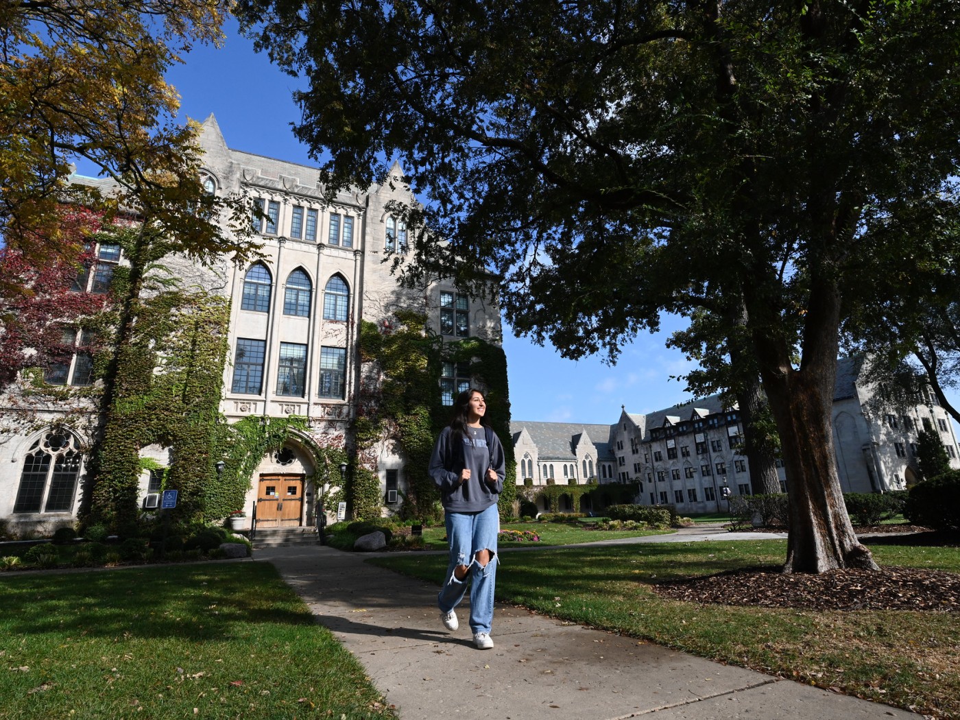 Femail student walking on campus