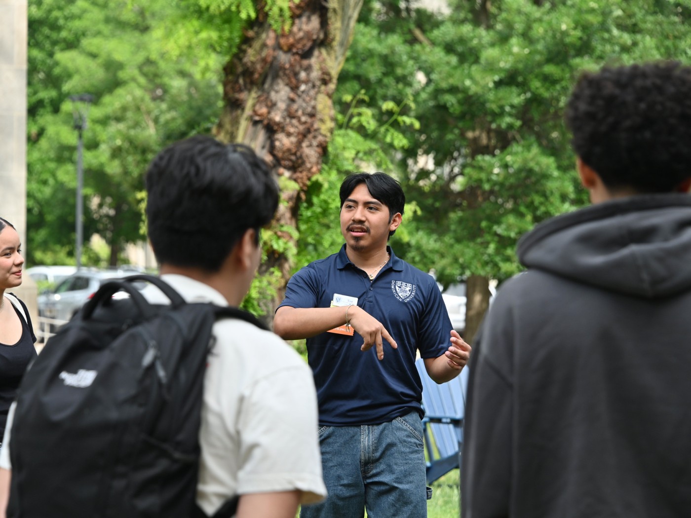 Leaders working with students outdoors