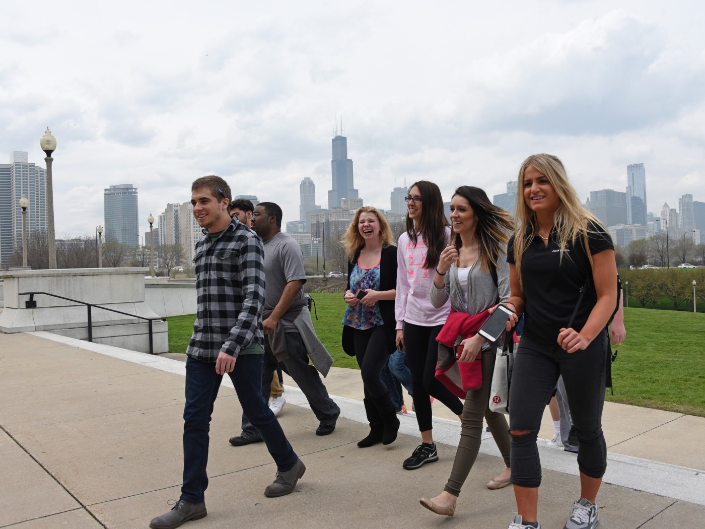 Group of students walking in Chicago